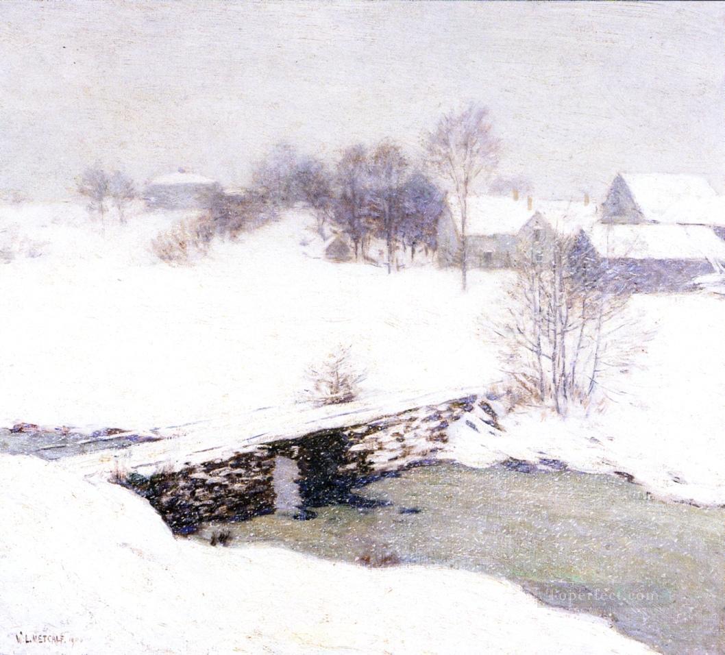 The White Mantle scenery Willard Leroy Metcalf Landscapes river Oil Paintings